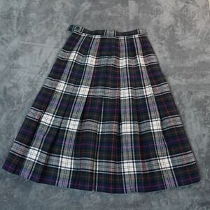 Vintage‎ Pendleton 70s Skirt Womens 12 Wool Pleated Gray Tartan A-Line 28 length